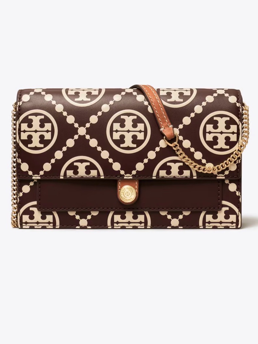 Nwt Tory Burch Monogram Contrast Embossed Crossbody Deep Maroon/New Cream